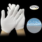 1-12pairs White Inspection Cotton Lisle Work Gloves Coin Jewelry Lightweight Pa