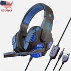 3 5mm Gaming Headset Stereo Bass Surround For Ps5 Ps4 Pc Xbox One Mic Led Light