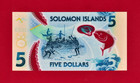 Rare Solomon Islands   5 Dollars 2019 Unc Polymer Note First A 1 Prefix  p-38a 