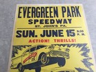 1958 Evergreen Raceway St Johns Pa  Joie Chitwood Stunt Show Poster Sign