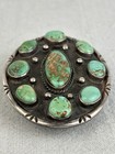 Vintage Native American Sterling Turquoise Stone 3in Belt Buckle  64 7g 