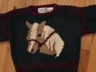 Vintage Horse Knit Sweater Kids Size 4-5 Equestrian Cottagecore Wool Blend