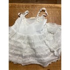 Vintage White Nylon Tiered Ruffle Lace Slip Dress Toddler Size 3 Flower Girl