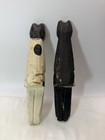Set Of 2 Vintage Carved Wooden Shelf Sitter Cat 8 Inches Folk Art