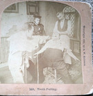 Vtg 1892 Antique Stereograph Dentist Pulling Tooth Patient In Chair Copyright