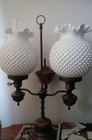 Vintage Style Double Light White Hobnail Glass Globes Only
