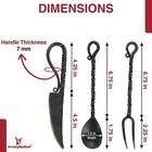 Hand Forged Functional Iron Medieval Inspired Camping Party 3 Piece Utensil Set