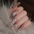 Diamond False Nail Tips Full Cover Women Fake Nails Tips Rhinestone Art Manicure