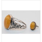 Vintage Sterling Silver Butterscotch Egg Yolk Baltic Amber Bracelet Ring Set