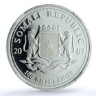 Somalia 100 Shillings Elephant Km-182 African Wildlife Pf70 Ngc Silver Coin 2007