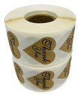 Kraft Heart-shaped Thank You Stickers 1-1 8  Adhesive 2 Rls Of 500 Ea