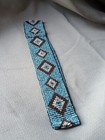 Vintage Native American Beaded Belt Waistband Elastic L xl Teal Indian Print