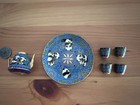 Vintage Chinese Cloisonne Enamel Miniature Tea Set With Tray Panda Bears 