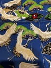 Japanese Furoshiki Wrapping Cloth 13x13 Blue W white Cranes  gold Feathers 