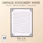 48 Sheets Vintage Lined Paper With Antique Border For Writing Letters  8 5 X 11 