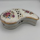 Vtg Thames Japan Porcelain Trinket Box Kidney Shape Floral Reticulated 52 Of 254