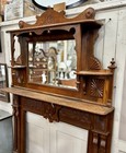 Antique Oak Mantel With Mirror And Ornate Carved Details     86  X 59 