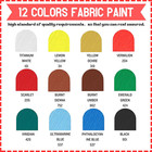 Fabric Paint Set For Clothes With 6 Brushes  1 Palette  12 Colors  12ml  0 4oz  