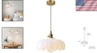 Elegant Vintage Milk White Glass Pendant Light With Gold Brass Finish - 9 8 Inch