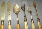 Lot Of  6  Misc   Antique  Bone Handled  Flatware Items  Estate