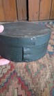 Antique Early Primitive Wood Pantry Box Orig Green Paint 6 5  Signed