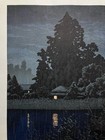 Kawase Hasui Japanese Woodblock Print    night Rain At Omiya    Shin-hanga