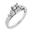 Women Engagement Semi Mount Ring Setting Round pear 925 Silver