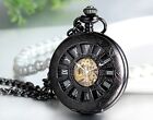 Vintage Pocket Watch Steampunk Mechanical Skeleton Pendant Chain Watch Men Gift