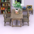 Dollhouse Miniature 1 12 Scale Vintage Table Chairs Dining Room Wooden Furniture