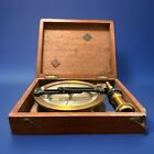 French Surveyor   s Compass With Original Wood Box Brass Antique