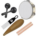 8  Tambourine For Adults - Guiro  Maracas  Rattles   Rhythm Sticks Kit - Percuss