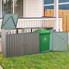 Outdoor Garden Yard Metal Garbage Bin Shed Lockable Doors Stores 2 3 Trash Cans