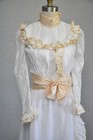 Antique Vtg 1899 Edwardian Victorian White Cotton Silk Wedding Set Skirt Bodice