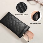 Eyeglasses Pouch With Cleaning Cloth  Portable Squeeze Top Vegan Leather Case