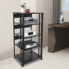 5-tier Av Component Media Stand Stereo Rack Av Shelf Movement Stand W  Wheels