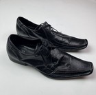 Vintage Elegant Black Leather Square-toe Lace Up Oxford Shoes