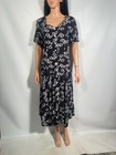 Vintage 1990s Daisy Print Cottagecore Midi Dress Lace Up Corset Back Sz L
