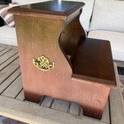 Vtg Cherry Wood Bed Steps Library Step Stool Chippendale Style Brass Handles Usa