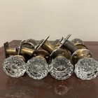 Vintage Glass Door Knobs 4 Pairs Brass Hardware Restoration Salvage