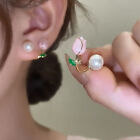 Fashion Korean Tulip Flower Earrings Pearl Ear Stud Wedding Women Jewelry Gift