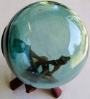 Japanese Blown Glass Fishing Float 4  Aqua Wp  29 Mij Dbl Stamp  stand Usa Bz