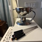 Copco Vintage Fondue Set Stainless Steel Atomic Design With Six Forks Elegant