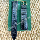 Rolex Black Crocodile Leather Watch Strap Band 20-16mm Gold Buckle Nos Vintage