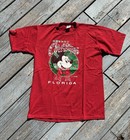 Vintage Walt Disney Mickey Mouse Merry Christmas Florida Tee Shirt 90s Red