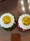 Vintage In Box Red And Green Christmas Ornament Salt   Pepper Shakers