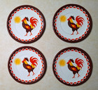 Vintage Ohio Art Tin Litho Tea Set Childs Toy Cup Saucer Plate 1950s Rooster 13x