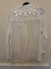 Tory Burch Cream Beaded Linen Tunic  Satin Details  Split Neck