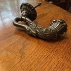 Vintage French Cast Iron Swan Neck Door Knocker  6 3 4   h  2 1 2   w  6   d 