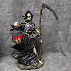 Dwk Gothic Grim Reaper Holding Tealight Candle Lantern Statue Removable Scythe