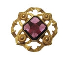 Antique Hatpin Large Amethyst Glass Openwork Brass Setting